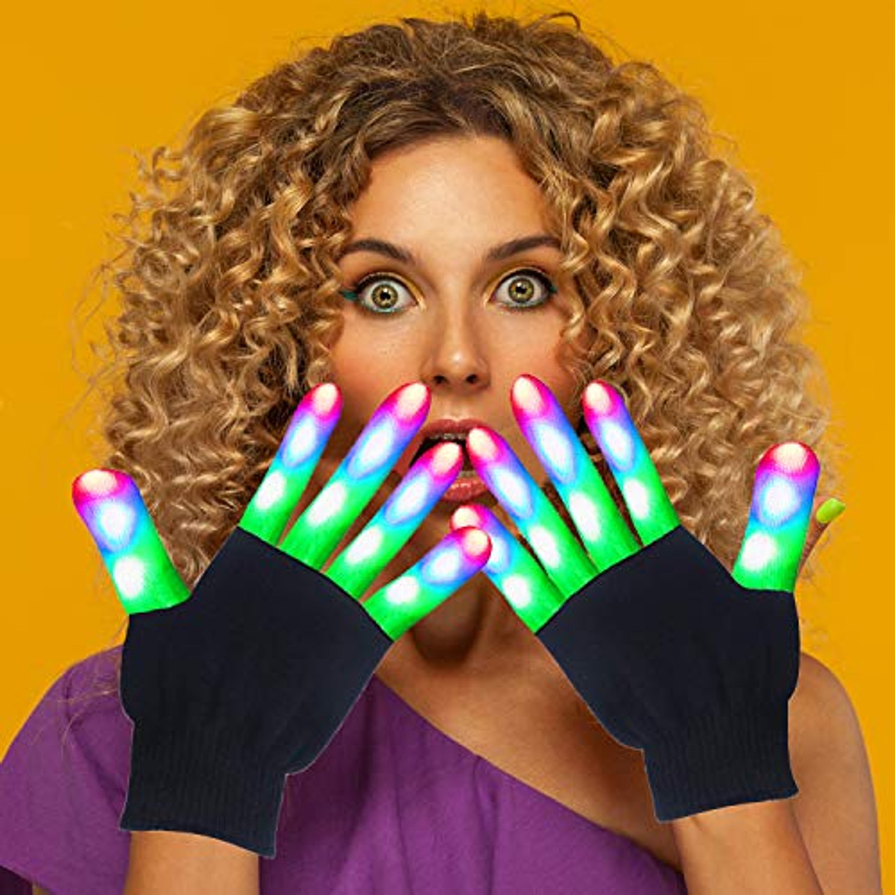 1 Paar Blinkende Led Handschuhe Lustige Leuchtende Finger