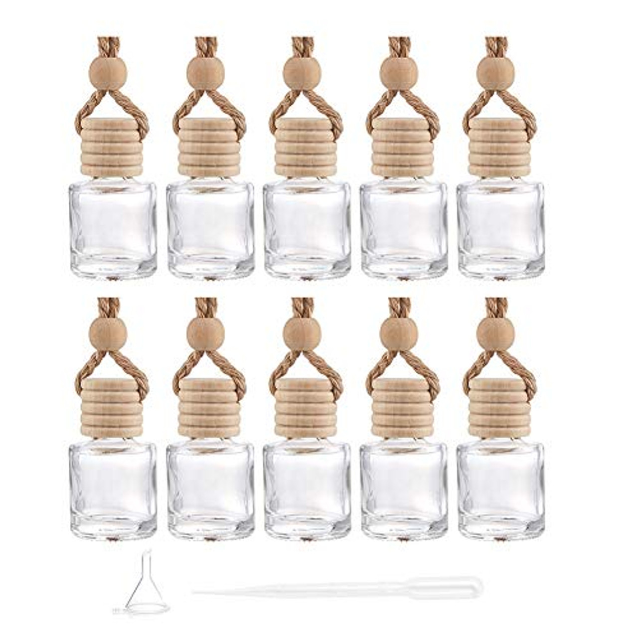 10 Packungen Auto-Diffusor zum Aufhängen, leere Glas-Parfümflaschen,  Lufterfrischer, Diffusor, Flasche, Anhänger, Öl, Duft, Aromatherapie,  Flasche, Ornament, Dekor (rund) – OceanBargains