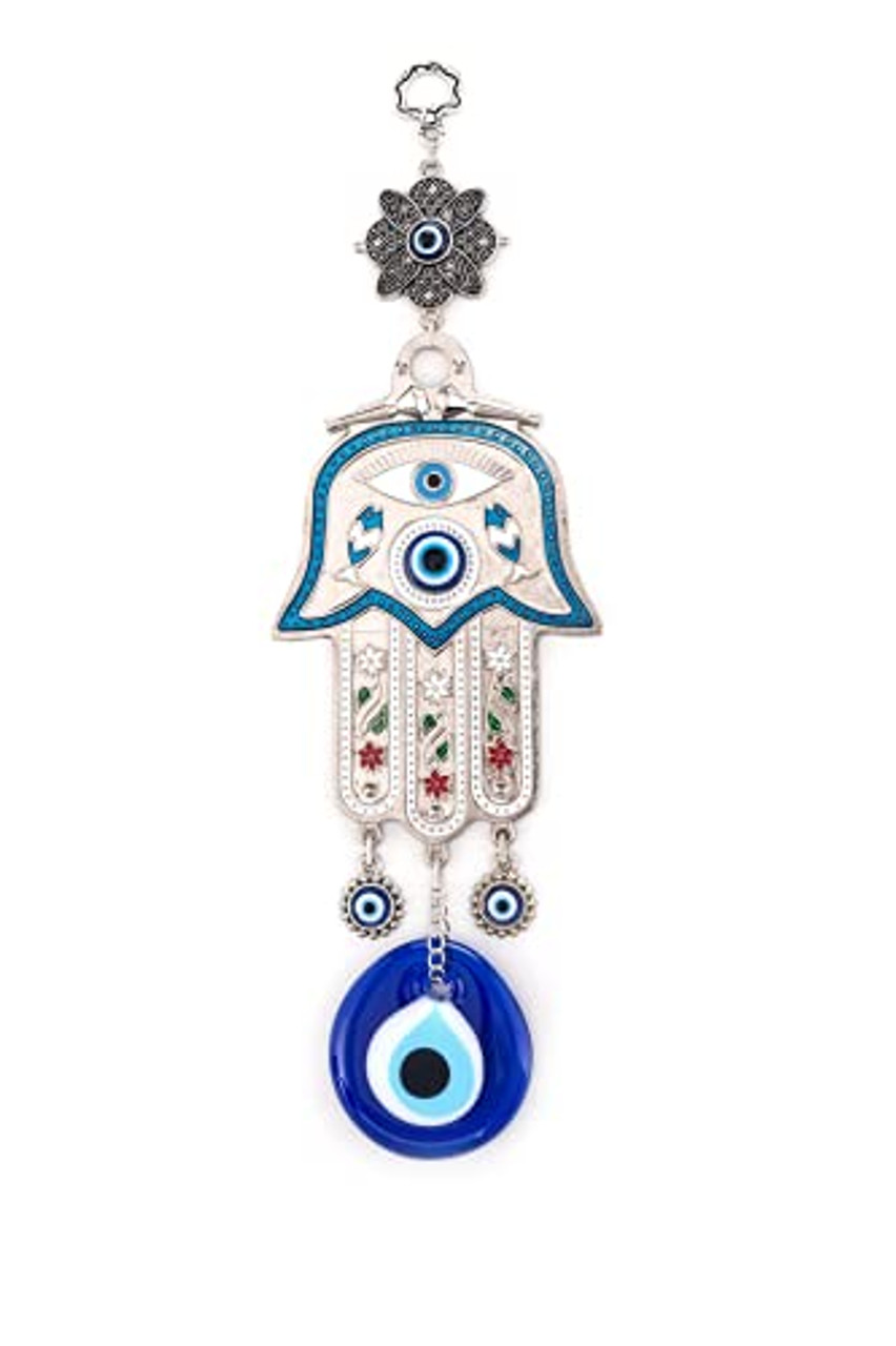 Erbulus Türkische blaue Hamsa-Hand der Mutter Fatima, böser Blick,  Wanddekoration – türkisches Nazar-Perlen-Amulett – Glücksbringer-Geschenk –