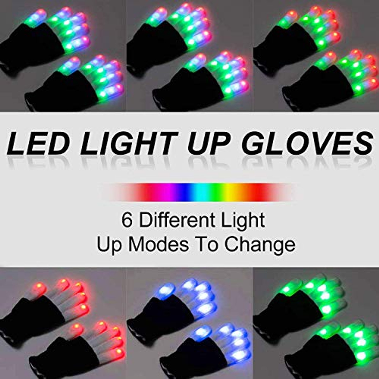 4 Paar LED-Handschuhe, cooles Spielzeug für Kinder und Teenager, LED- Fingerlicht-Handschuhe, blinkende Handschuhe, Strumpffüller, Spielzeug,  Jungen und Mädchen, Geschenk für Weihnachten, Geburtstag, Cosplay,  Kostümparty – OceanBargains