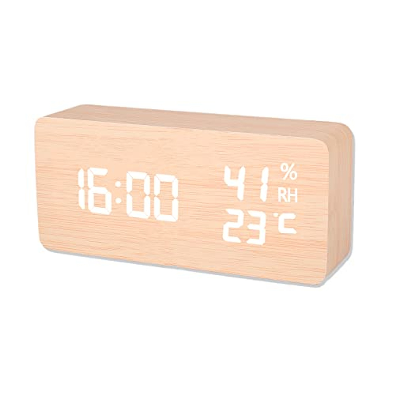 JCHORNOR Holz-Digitalwecker mit LED-Zeitanzeige, digitale Schreibtischuhr  aus Holz mit 6 Stufen warmer Helligkeit, Temperatur und Luftfeuchtigkeit, elektrische  Uhr mit USB-Kabel für Schlafzimmer, Büro, Kinderzimmer, Bambus –  OceanBargains