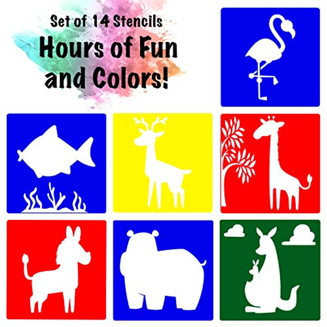 Animal Stencils for Kids - Washable Stencil Set - Stencils for Kids - Large for