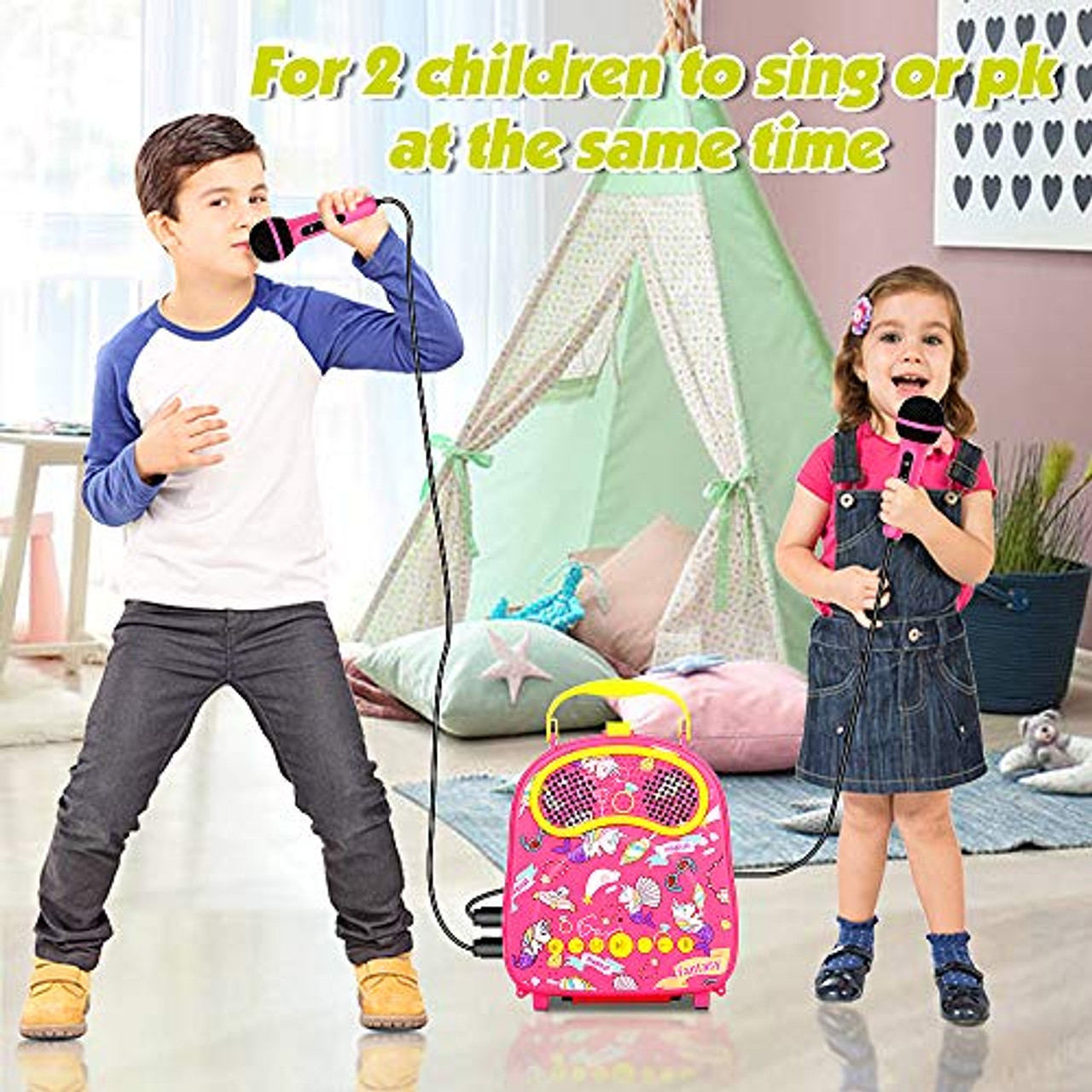 Kinder-Karaoke-Maschine mit Mikrofon, Kinder-Karaoke-Lautsprecher,  tragbares Mikrofon, Handtasche, singender Karaoke-Lautsprecher, kabellose  Kleinkind-Cartoon-KTV-Maschine für drinnen und draußen, für Mädchen,  Geschenk – OceanBargains
