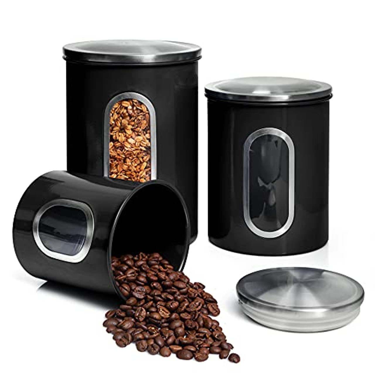 MiXPRESSO 3-teiliges schwarzes Kanister-Set für die Küche