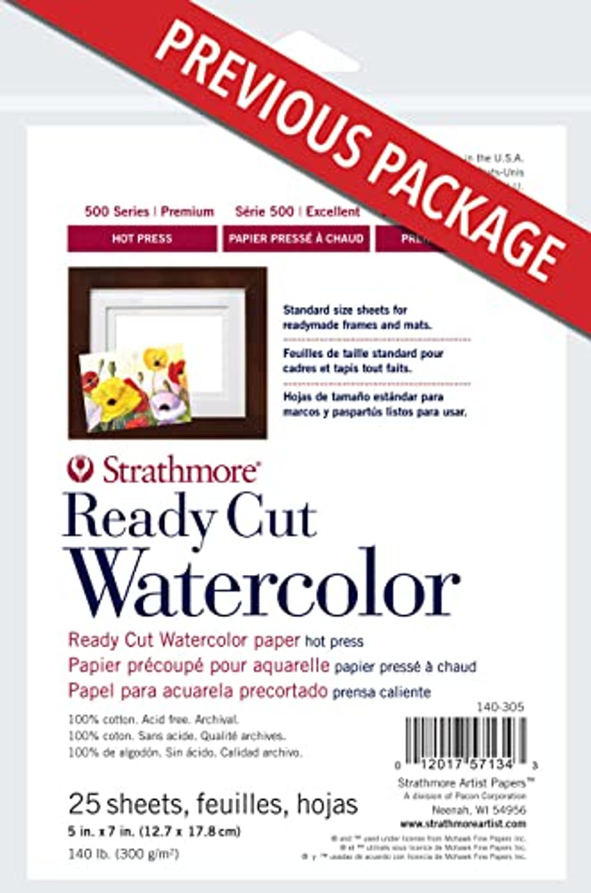 Strathmore 140-305 500 Series Ready Cut Watercolor Paper, 140 lb. Hot  Press, 5x7, 25 Sheets, Multicolor