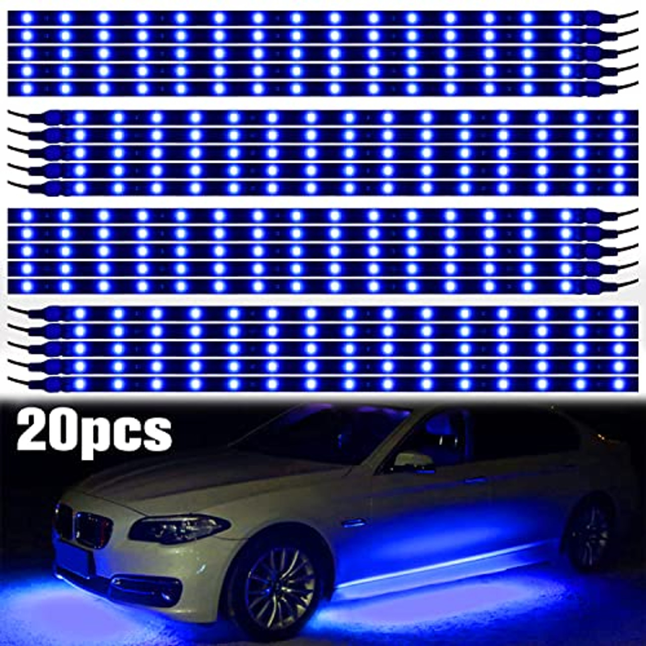 Xt Auto Blue 12 V 15 LED 30 cm flexibles, wasserdichtes  Unterboden-Lichtleistenpaket für Autos – Oceanbargains