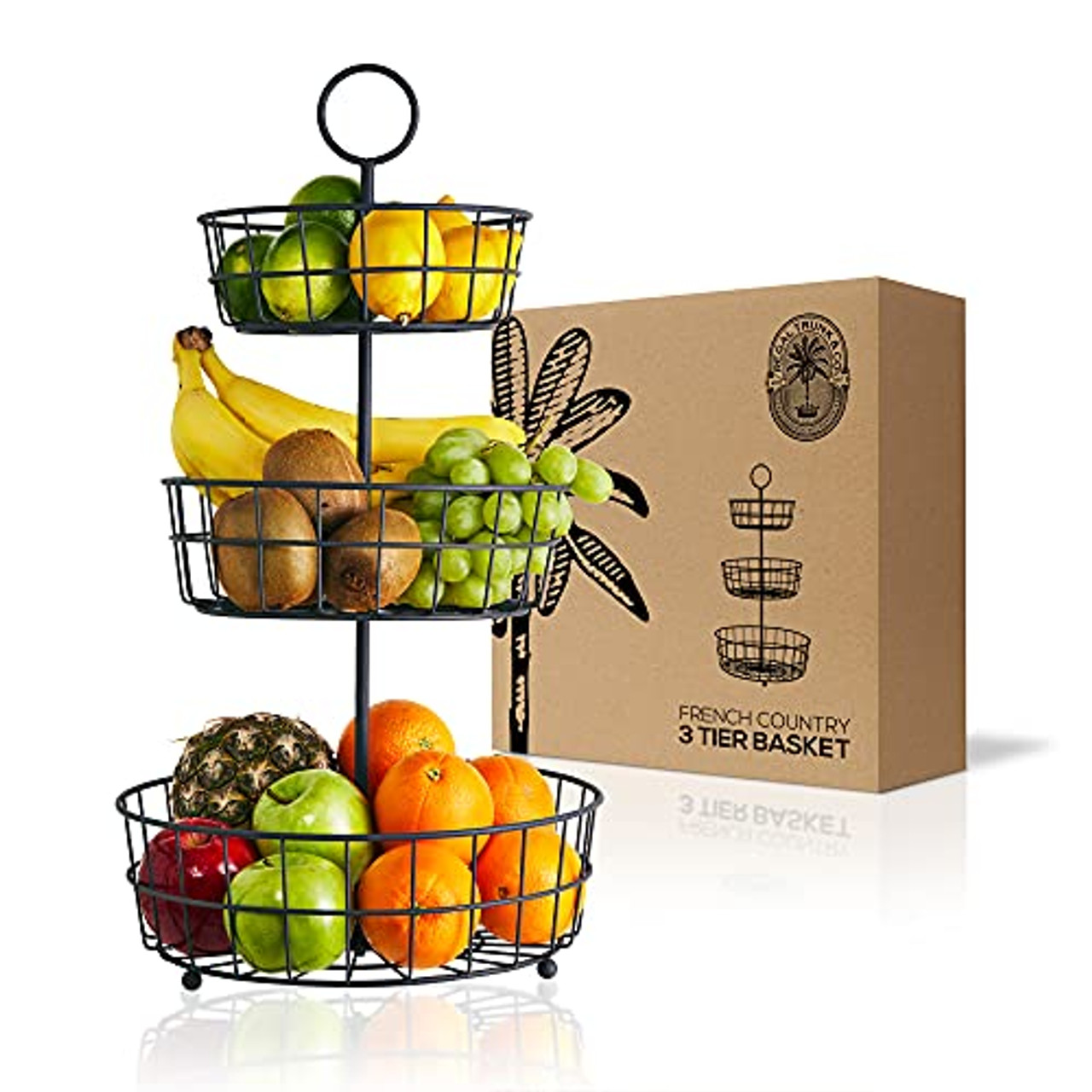 Třívrstvý košík na ovoce - Francouzské drátěné košíky od REGAL TRUNK & CO.  | Třípatrový drátěný košový