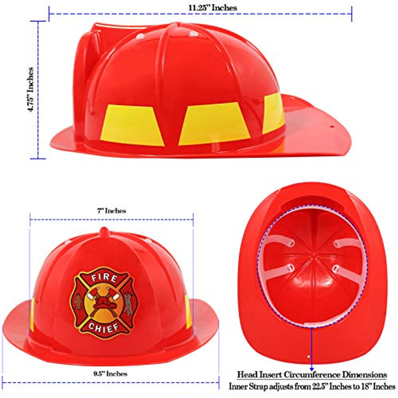 Sombrero de bombero para niños, Casco de jefe de bomberos para niños