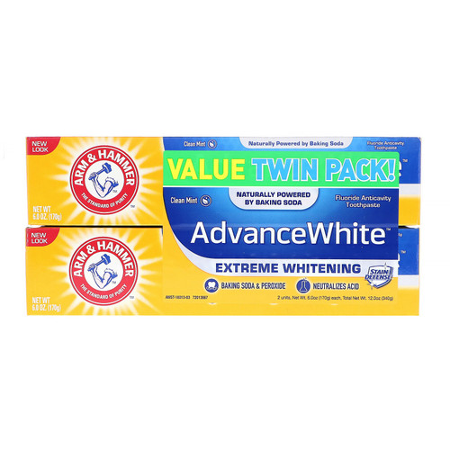 Arm & Hammer  AdvanceWhite  Extreme Whitening Toothpaste  Clean Mint  Twin Pack  6.0 oz (170 g) Each