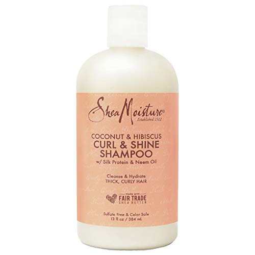 SheaMoisture Curl and Shine Coconut Shampoo for Curly Hair Coconut and Hibiscus Paraben Free Shampoo 13 oz