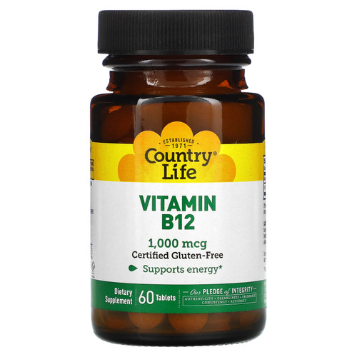 Country Life  Vitamin B12  1000 mcg  60 Tablets