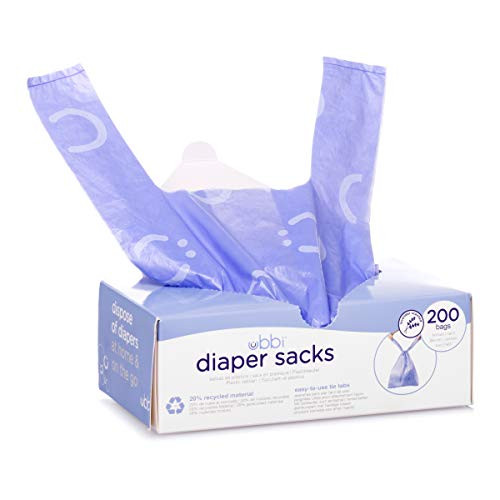 Ubbi Disposable Diaper Sacks  Lavender Scented  Easy-To-Tie Tabs  Made with Recycled Material  Diaper Disposal or Pet Waste Bags  200 count