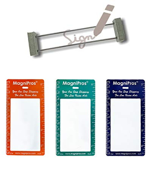 MagDepo 3 Bookmark Magnifiers Pocket Size  3X Magnifying Glass Fresnel Lens  Reading Magnifier or as Accessory for ID Badge Holder Lanyards with 1 Bonus Vision Handicap Signature Guide