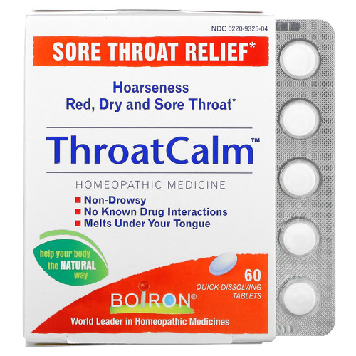 Boiron  ThroatCalm  Sore Throat Relief  60 Quick-Dissolving Tablets