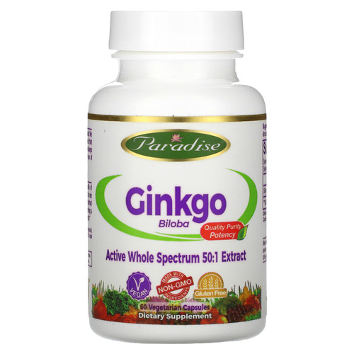 Paradise Herbs  Ginkgo Biloba  60 Vegetarian Capsules