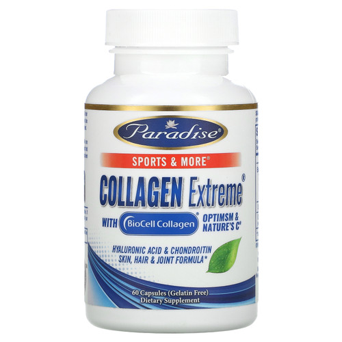 Paradise Herbs  Collagen Extreme with BioCell Collagen  OptiMSM & Nature's C  60 Capsules