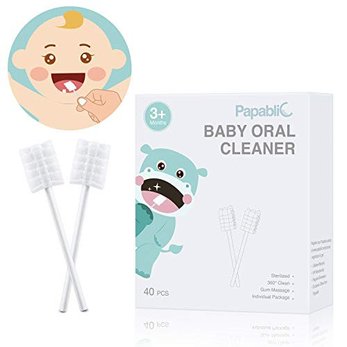 [40-Pack] Papablic Baby Tongue Cleaner  Upgrade Gum Cleaner with Paper Handle for Babies and Infants Ages 0-2 Years