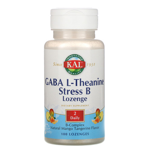 KAL  GABA L-Theanine Stress B Lozenge  Natural Mango Tangerine Flavor  100 Lozenges