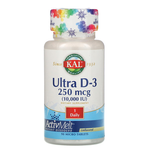 KAL  Ultra D-3  Unflavored  10 000 IU  90 Micro Tablets