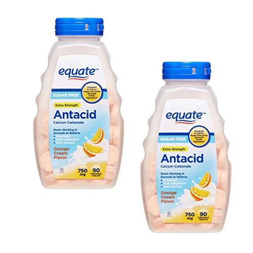 Sugar Free Antacid Orange Cream Flavor 180 Chewable Tablets Equate - Compare to