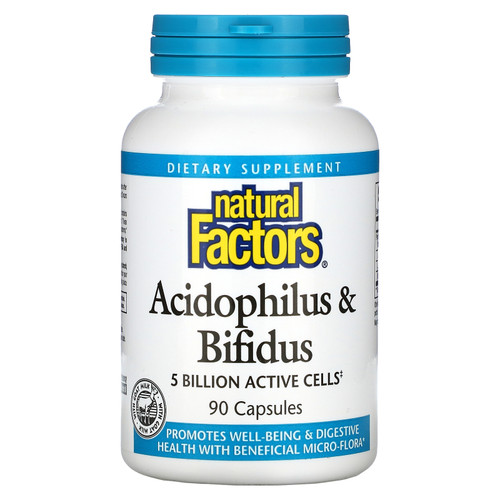 Natural Factors  Acidophilus & Bifidus  5 Billion  90 Capsules