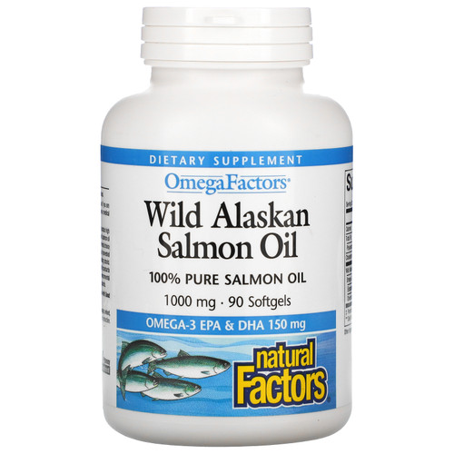 Natural Factors  Wild Alaskan Salmon Oil  1 000 mg  90 Softgels
