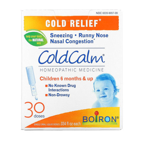 Boiron  ColdCalm  Cold Relief  6 Months & Up  30 Single Oral Liquid Doses  .034 fl oz Each