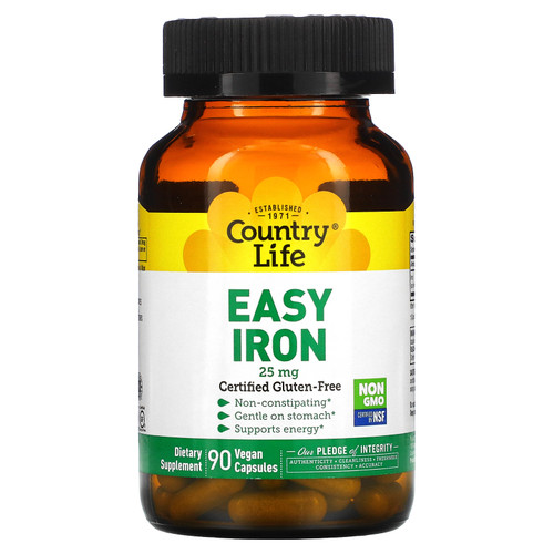 Country Life  Easy Iron  25 mg  90 Vegan Capsules