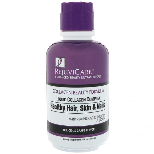 Rejuvicare  Collagen Beauty Formula  Liquid Collagen Complex  Healthy Hair  Skin & Nails  Grape  16 fl oz (480 ml)