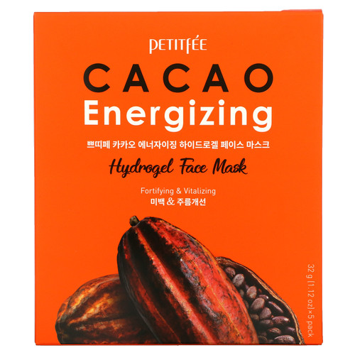 Petitfee  Cacao Energizing Hydrogel Beauty Face Mask  5 Pack  1.12 oz (32 g)