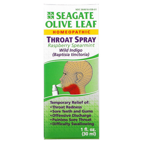 Seagate, Olive Leaf Throat Spray, Raspberry Spearmint, 1 fl oz (30 ml)
