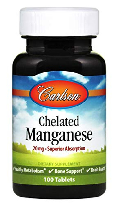 Carlson Labs Chelated Manganese 20mg  100 Tablets