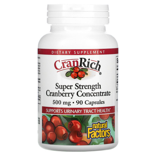 Natural Factors  CranRich  Super Strength  Cranberry Concentrate  500 mg  90 Capsules