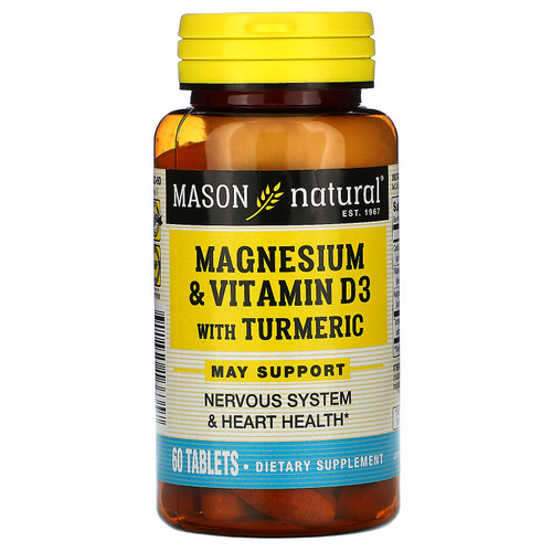 Mason Natural  Magnesium & Vitamin D3 with Turmeric  60 Tablets