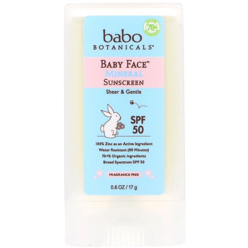 Babo Botanicals  Baby Face  Mineral Sunscreen Stick  SPF 50  0.6 oz (17 g)