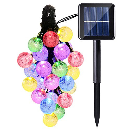 Icicle Solar String Lights Outdoor  20ft 30 LED Solar Bubble Globe String Lights Fairy Lighting for Indoor/Outdoor  Patio  Lawn  Garden  Wedding  Party  Christmas Decorations (Multi-Color)