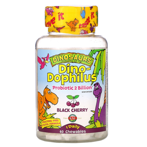 KAL  Dinosaurs  Dino-Dophilus  Black Cherry  60 Chewables