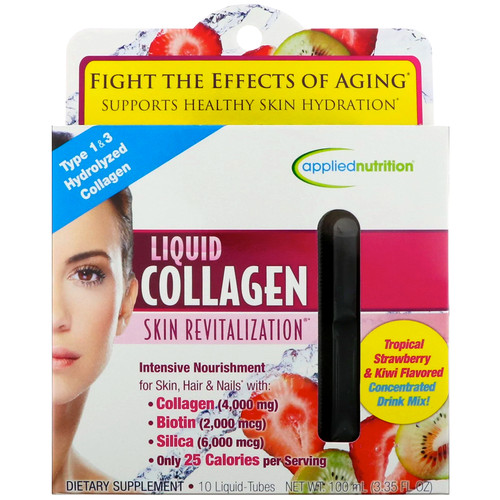 appliednutrition  Liquid Collagen  Skin Revitalization  Tropical Strawberry & Kiwi Flavored  10 Liquid-Tubes  10 ml Each