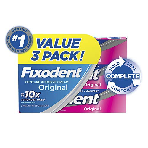 Fixodent Complete Original Denture Adhesive Cream  2.4 oz  3 Pack (Packaging May Vary)