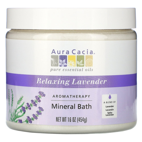 Aura Cacia  Aromatherapy Mineral Bath  Relaxing Lavender  16 oz (454 g)
