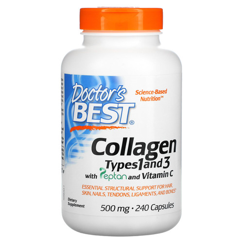 Doctor's Best  Collagen Types 1 and 3 with Peptan and Vitamin C  125 mg  240 Capsules