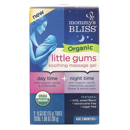 Mommy's Bliss  Organic Little Gums  Soothing Massage Gel  Day/Night Pack   Age 2 Months+  2 Tubes   0.53 oz (15 g) Each