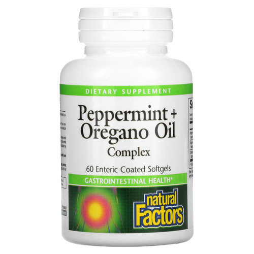 Natural Factors  Peppermint + Oregano Oil Complex  60 Enteric Coated Softgels