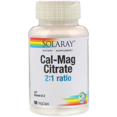 Solaray  Cal-Mag Citrate with Vitamin D-2  90 VegCaps