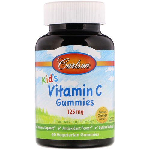 Carlson Labs  Kid's  Vitamin C Gummies  Natural Orange Flavor  125 mg  60 Vegetarian Gummies