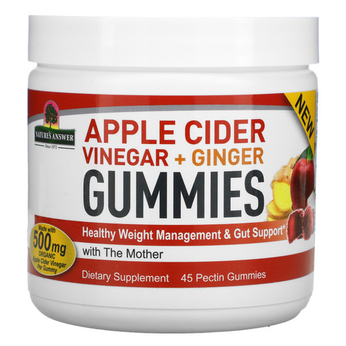 Nature's Answer  Apple Cider Vinegar + Ginger Gummies with The Mother  500 mg  45 Pectin Gummies