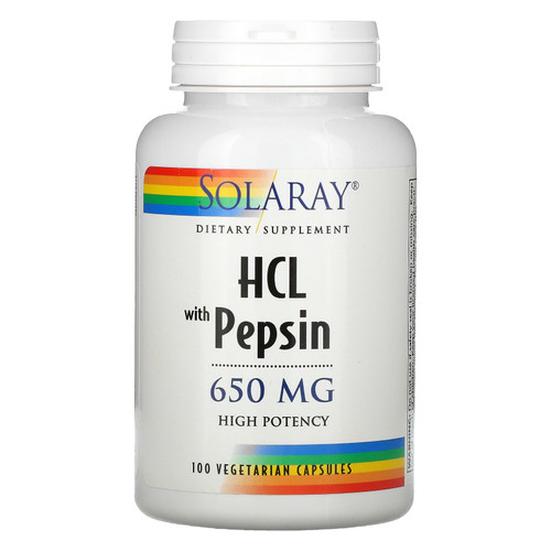 Solaray  HCL with Pepsin  650 mg  100 Vegetarian Capsules