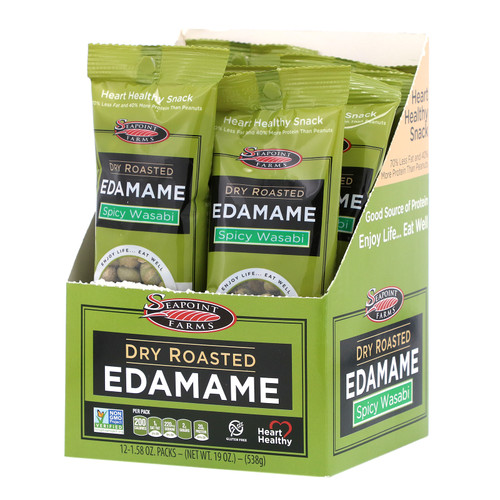 Seapoint Farms  Dry Roasted Edamame  Spicy Wasabi  12 Packs  1.58 oz (45 g) Each