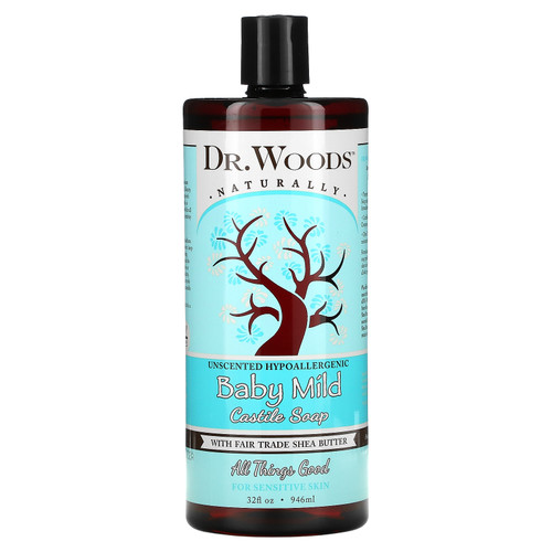 Dr. Woods  Baby Mild  Castile Soap with Fair Trade Shea Butter  Unscented  32 fl oz (946 ml)
