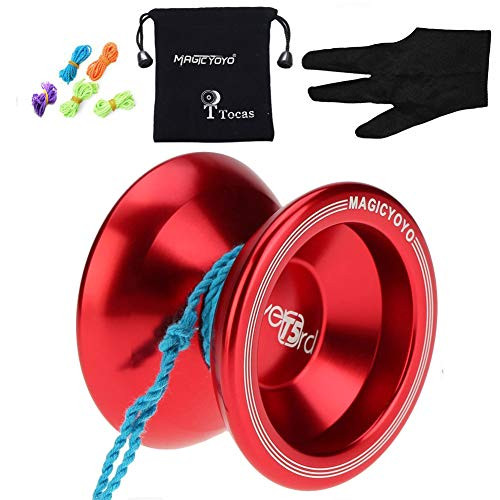 MAGICYOYO Unresponsive Yoyo T5 Overlord Aluminum Professional Yo-Yos Yoyo Balls with 5 Strings Gloves with Yoyo Bag Red